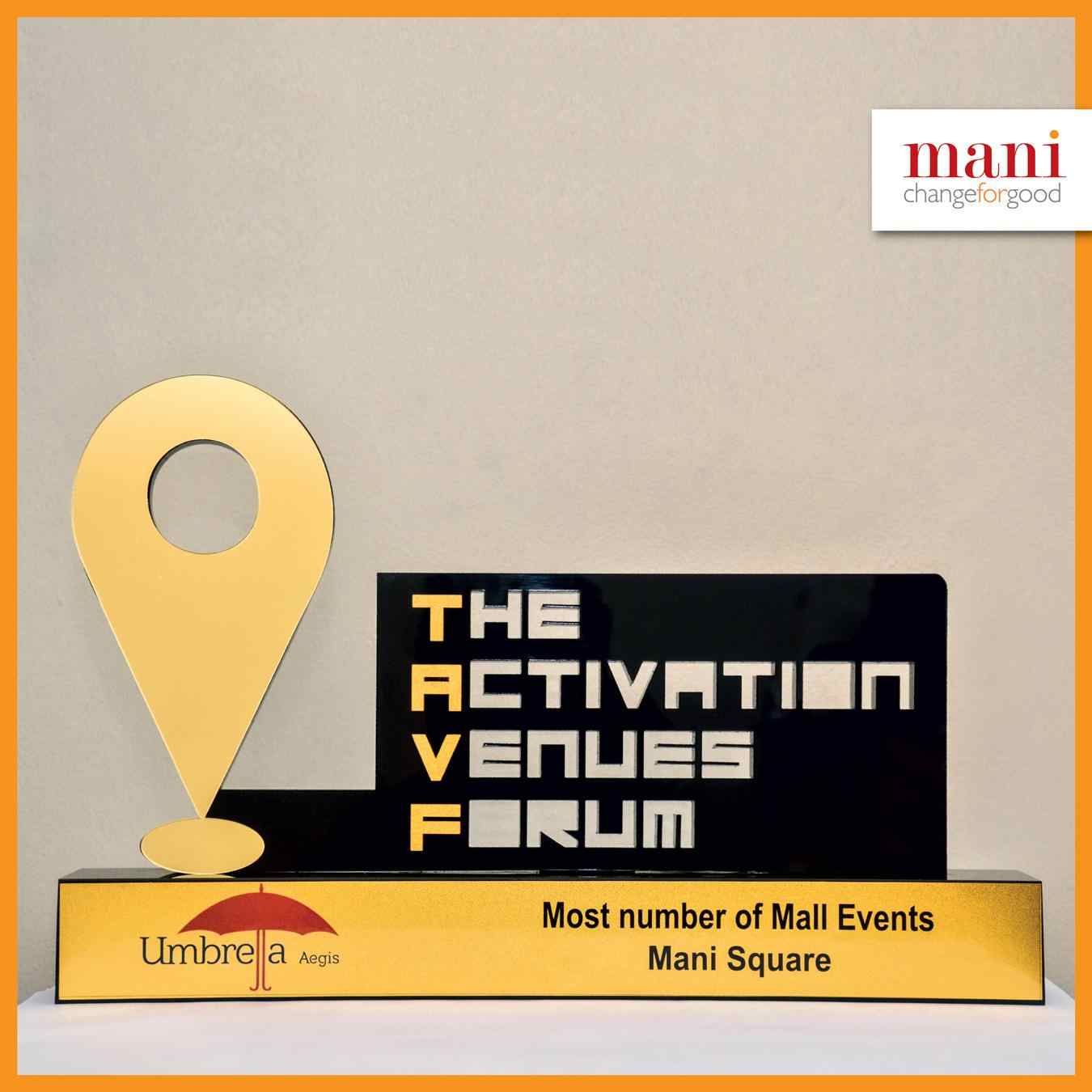 Mani Square in Kolkata awarded for “Most numbers of Mall Events” in TAVF AWARD 2017